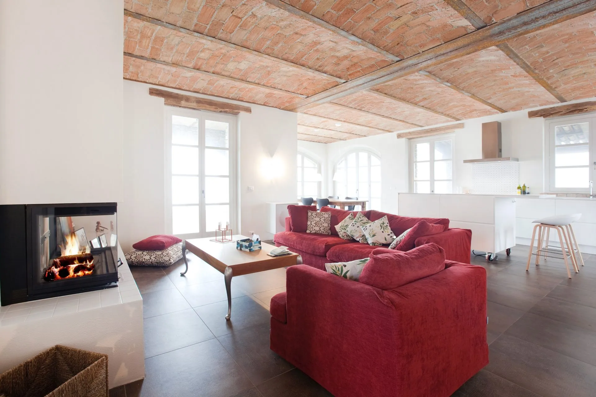 Living room under brick vaults